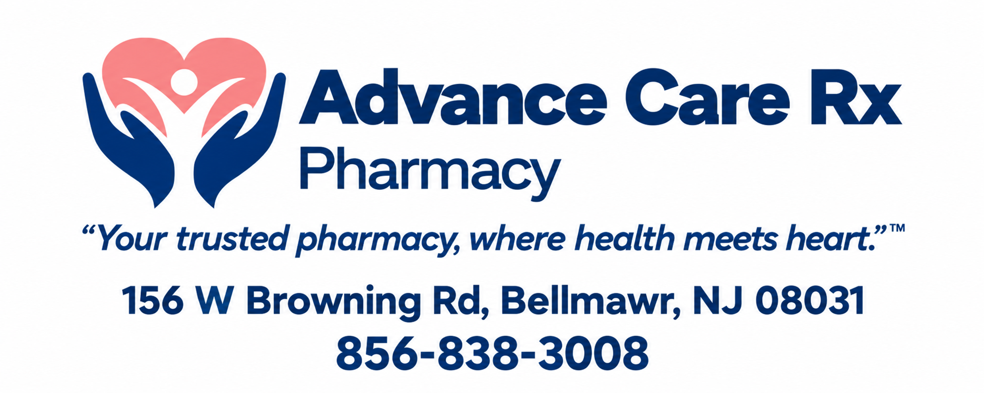 Advance Care Rx Pharmacy logo with location and phone number